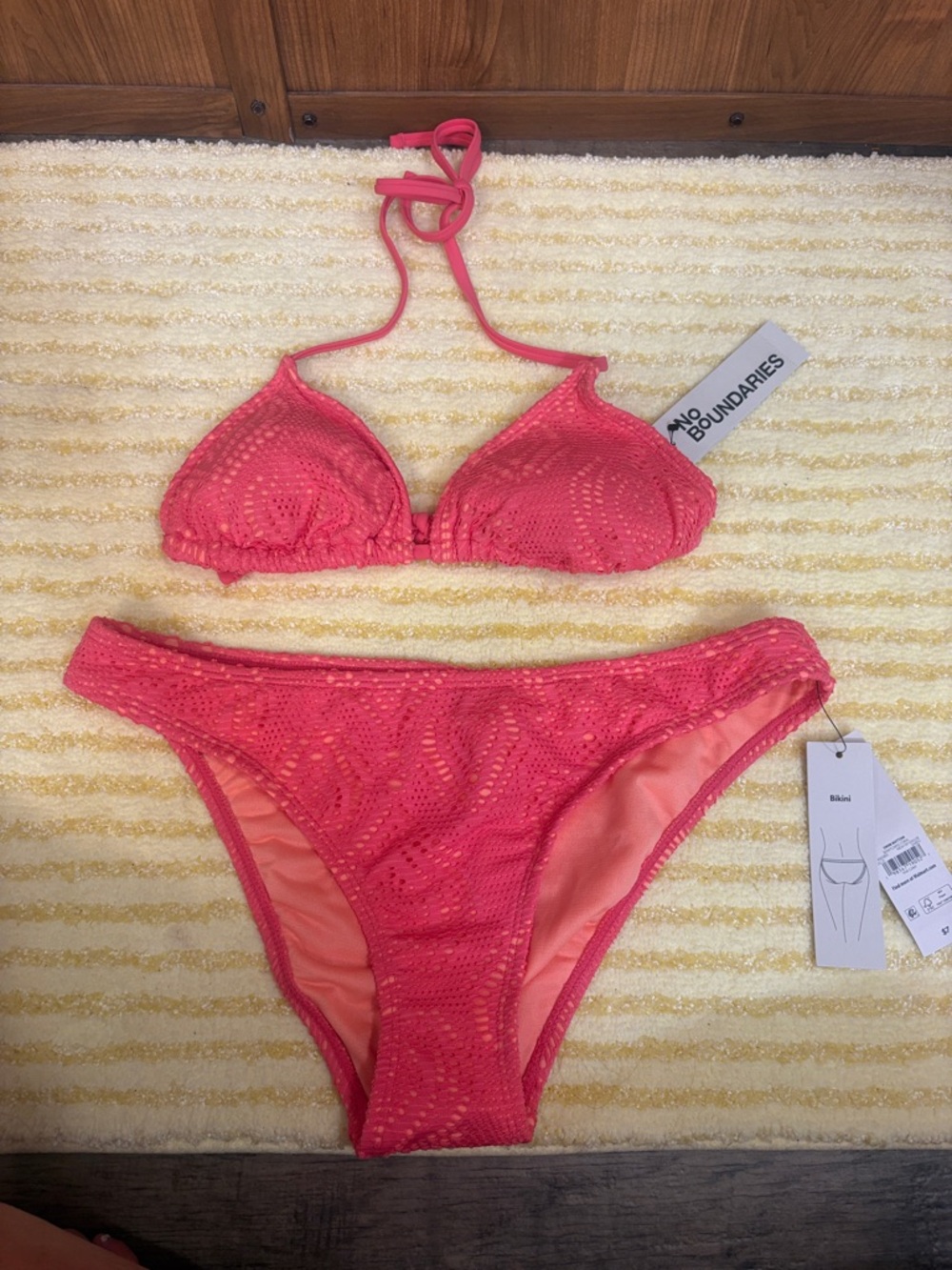 No Boundaries Coral Pink Crochet Bikini Set